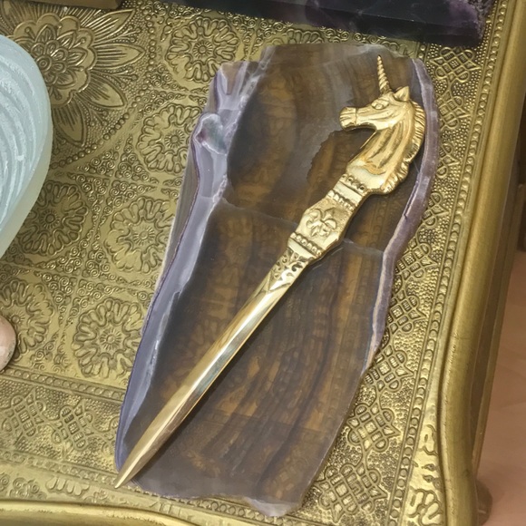 Solid Brass Art Deco Rare Unicorn Letter Opener - Picture 7 of 7